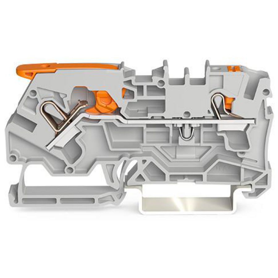 2-draads rijgklem met hendel en drukknop 4 mm² grijs VVE=50