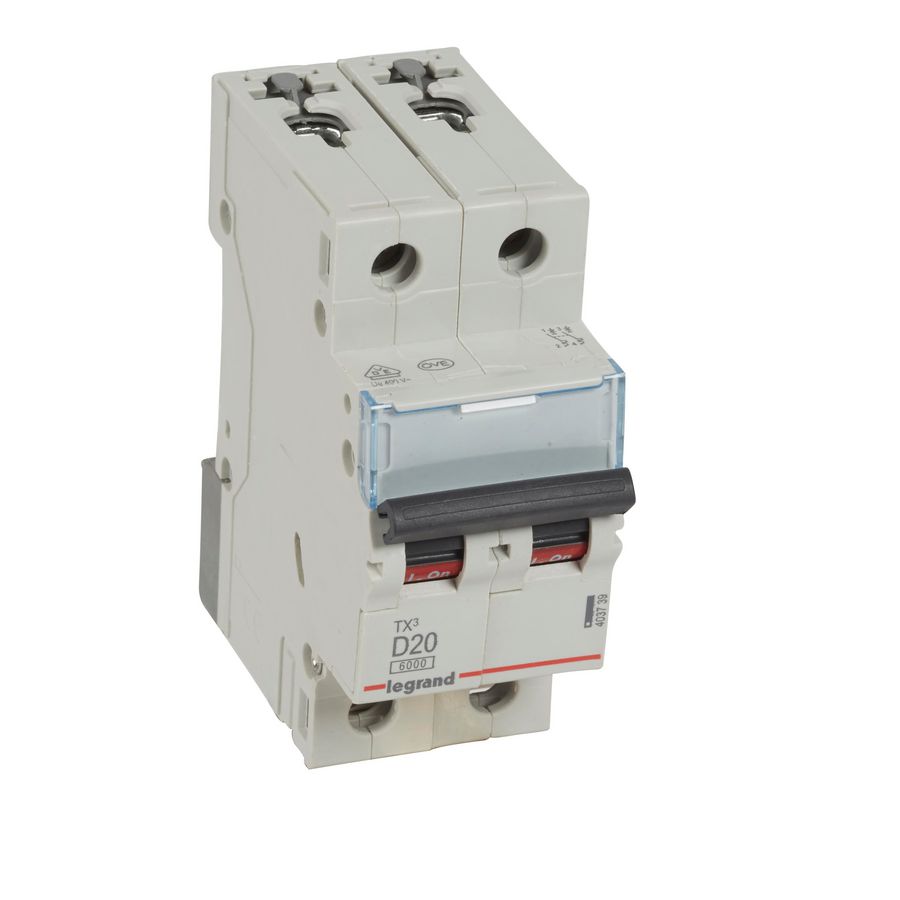 Installatieautomaat MCB TX3 2-polig D-karakteristiek 20A 6000A