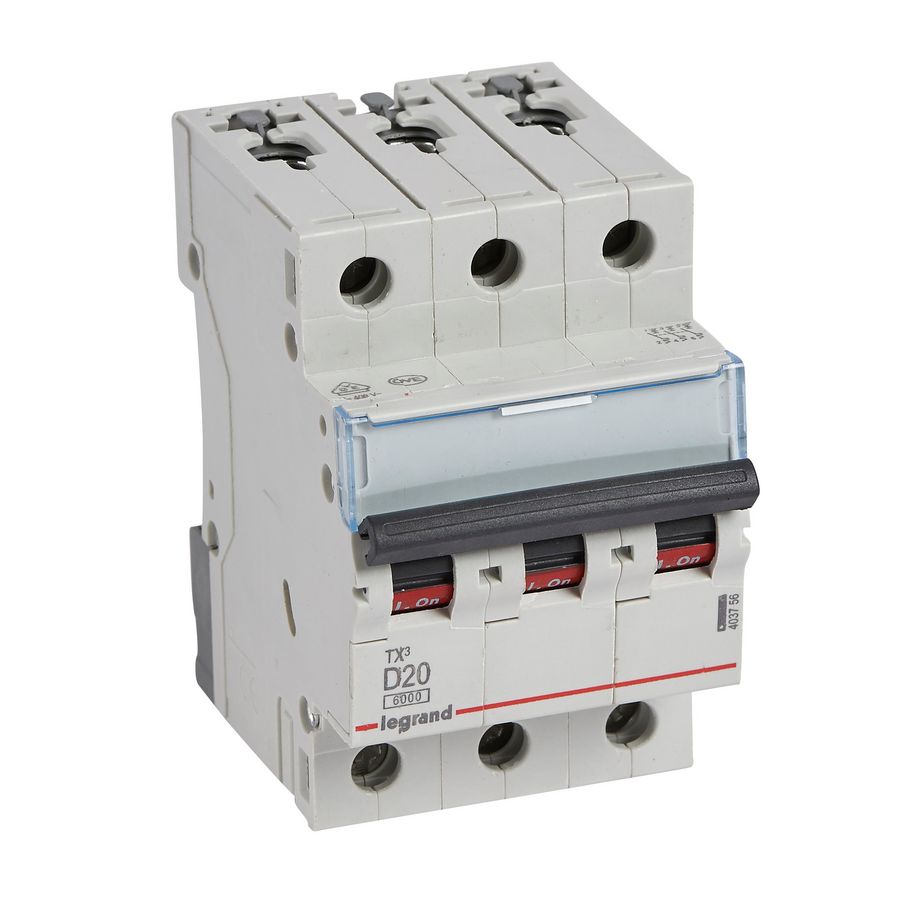 Installatieautomaat MCB TX3 3-polig D-karakteristiek 20A 6000A