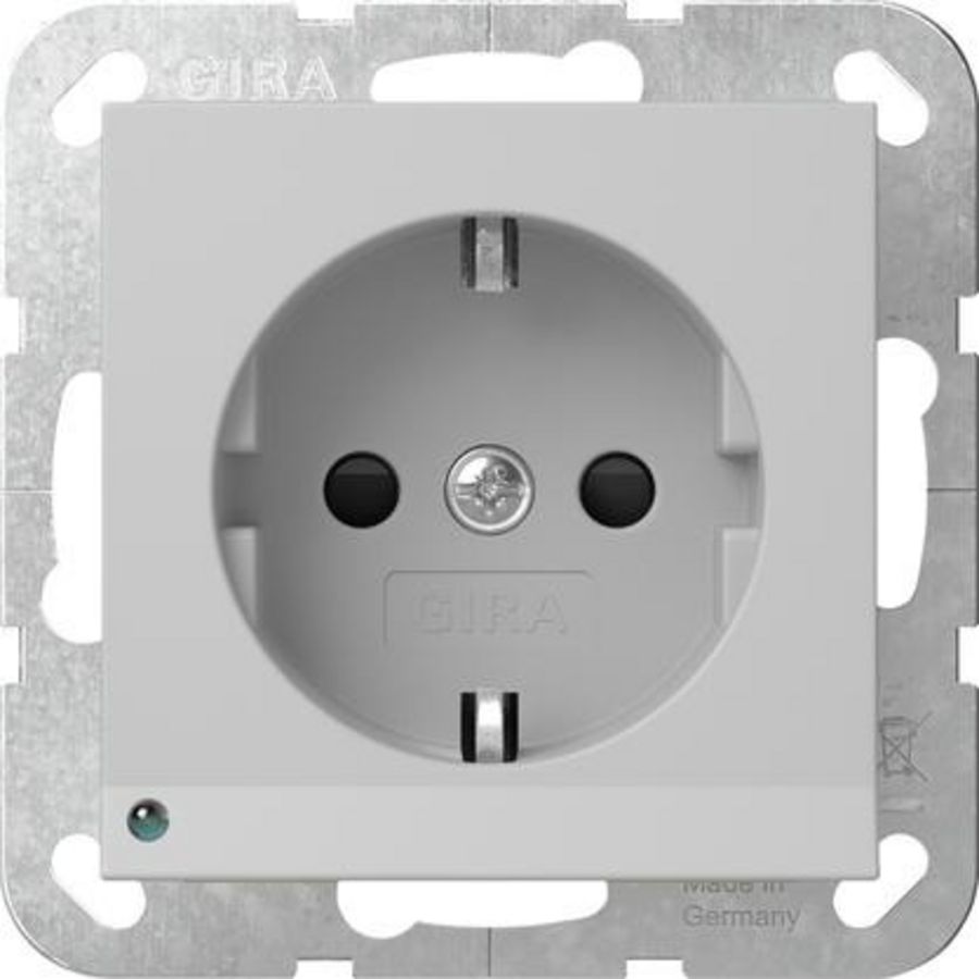 wandcontactdoos met randaarde ledlicht + Safety Plus System 55 grijs m