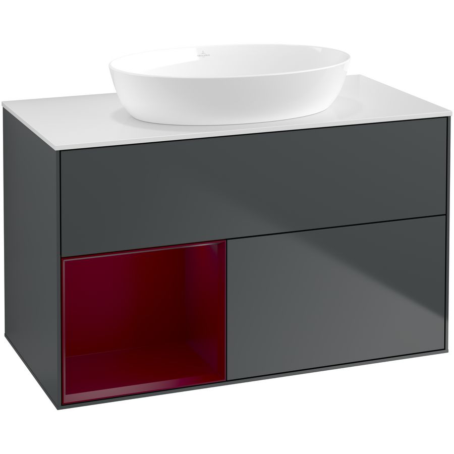 Wastafelonderkast Finion 1000x603x501mm Mid.Blue Matt Lacquer FA11HBHG