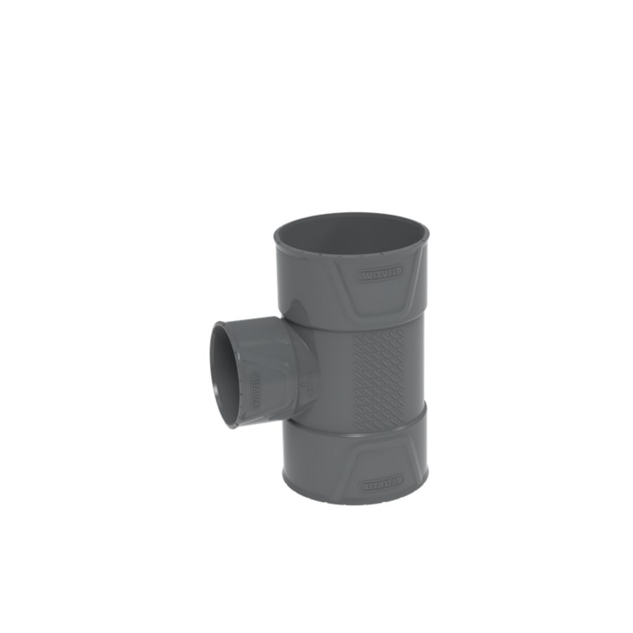 PVC+ lijm T-stuk verlopend 88.5° grijs 110x40mm mof/mof/mof
