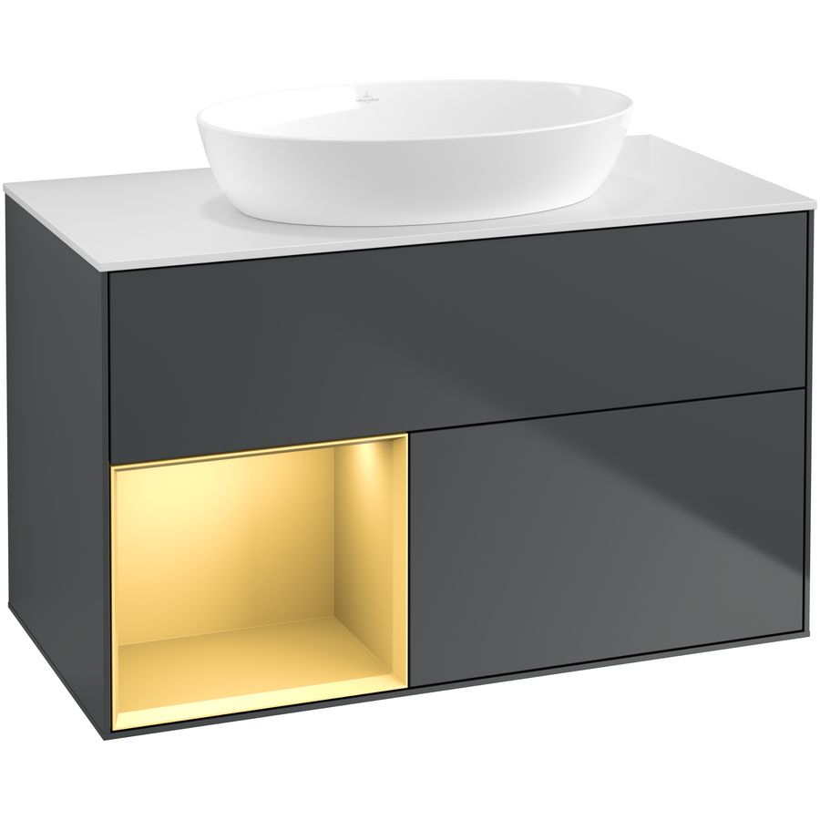 Wastafelonderkast Finion 1000x603x501mm Mid.Blue Matt Lacquer FA11HFHG