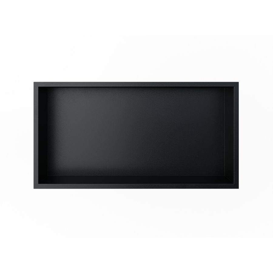 BASIC BOX inbouwnis 600x300x70mm rvs met flens mat zwart