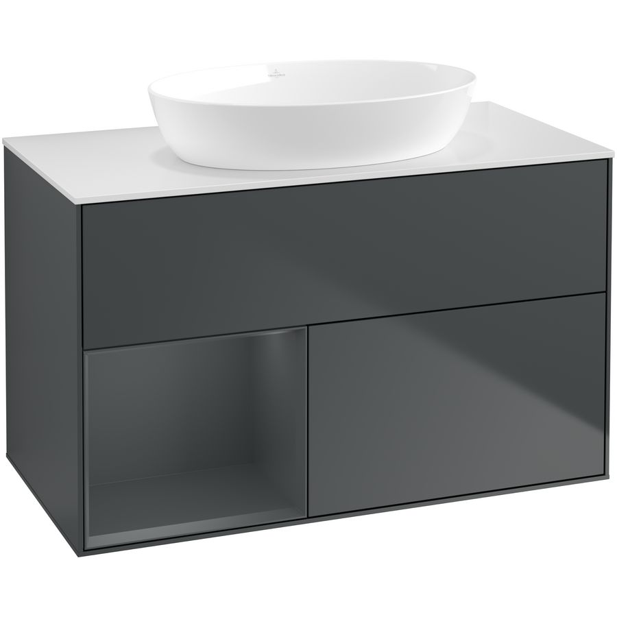 Wastafelonderkast Finion 1000x603x501mm Mid.Blue Matt Lacquer FA11HGHG