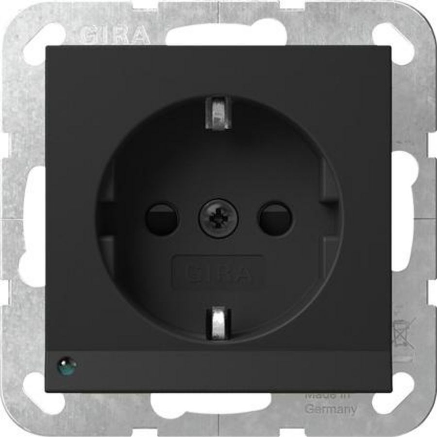 wandcontactdoos met randaarde ledlicht + Safety Plus System 55 zwart m