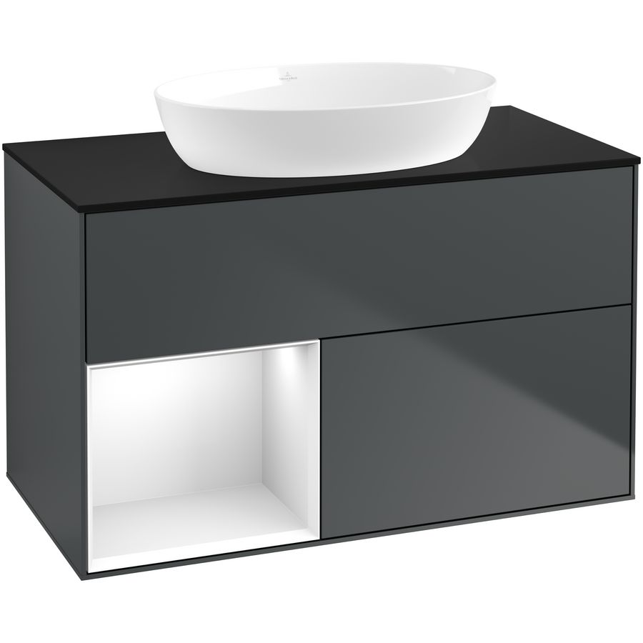 Wastafelonderkast Finion 1000x603x501mm Mid.Blue Matt Lacquer FA12GFHG