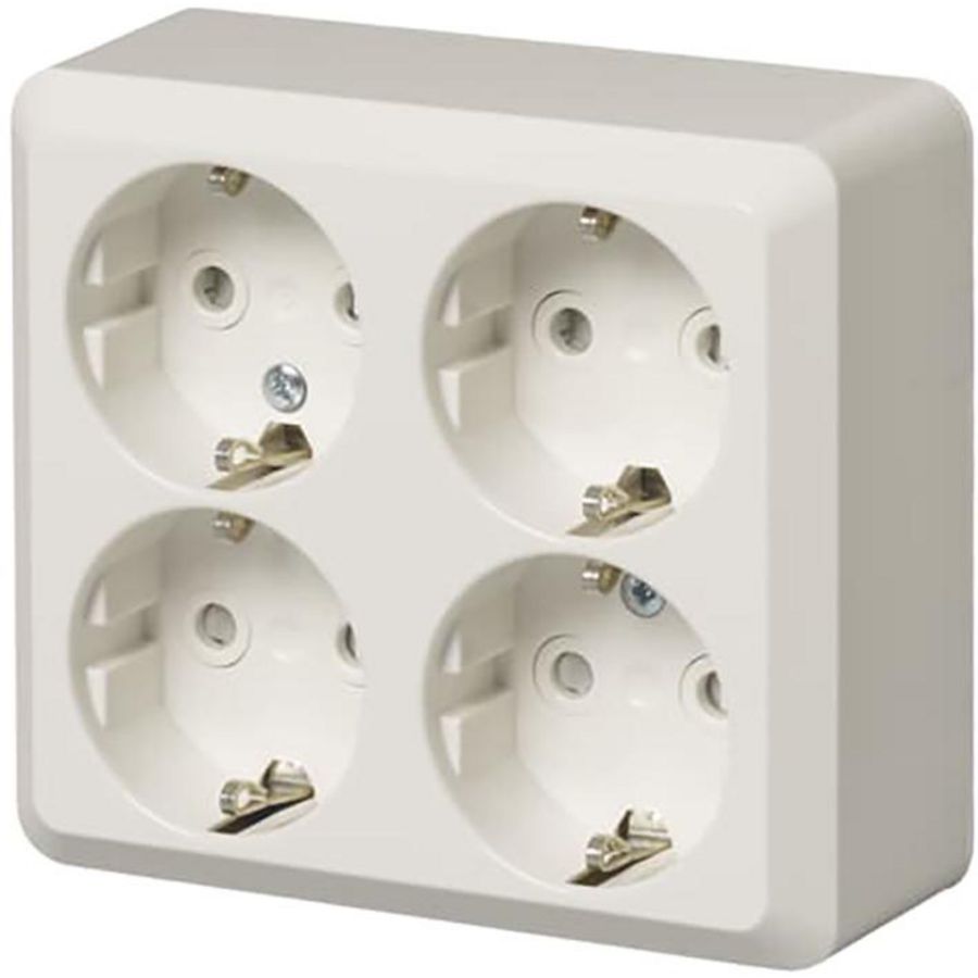 Opbouw 4-voudige Wandcontactdoos met randaarde