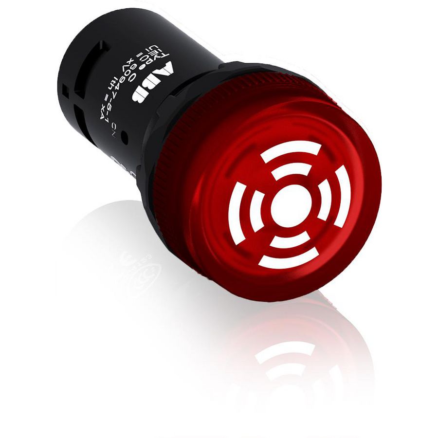 Paneelzoemer buzzer pulserend Rood verlicht 24Vac/dc