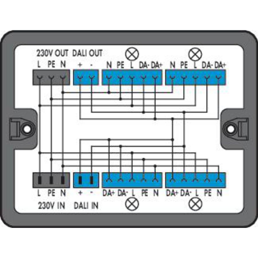 Verdeeldoos 230V + DALI 2 ingangen 899-631/181-000