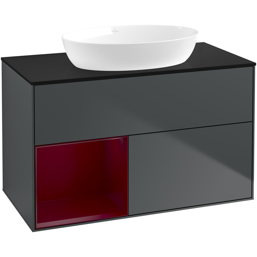 Wastafelonderkast Finion 1000x603x501mm Mid.Blue Matt Lacquer FA12HBHG