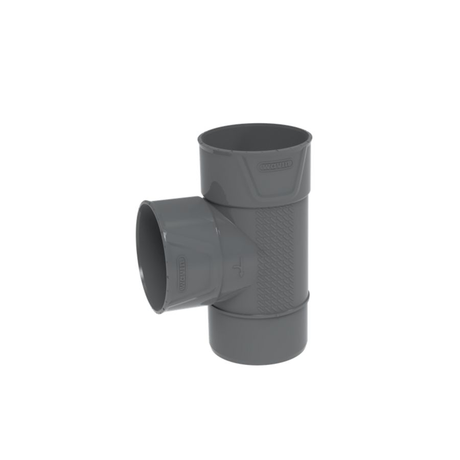 PVC+ lijm T-stuk 88.5° grijs 125mm mof/mof/spie