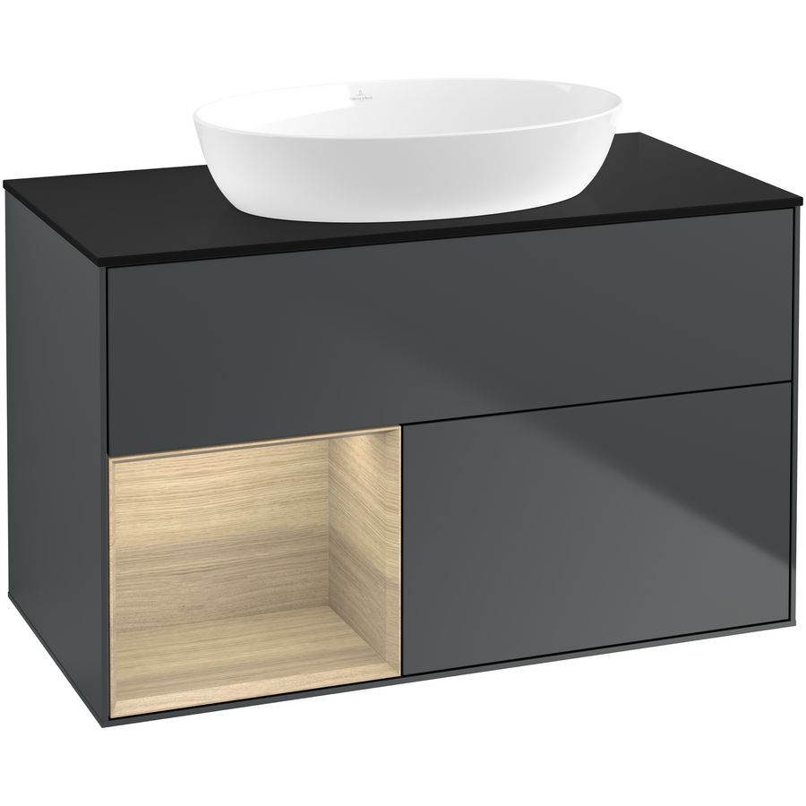 Wastafelonderkast Finion 1000x603x501mm Mid.Blue Matt Lacquer FA12PCHG
