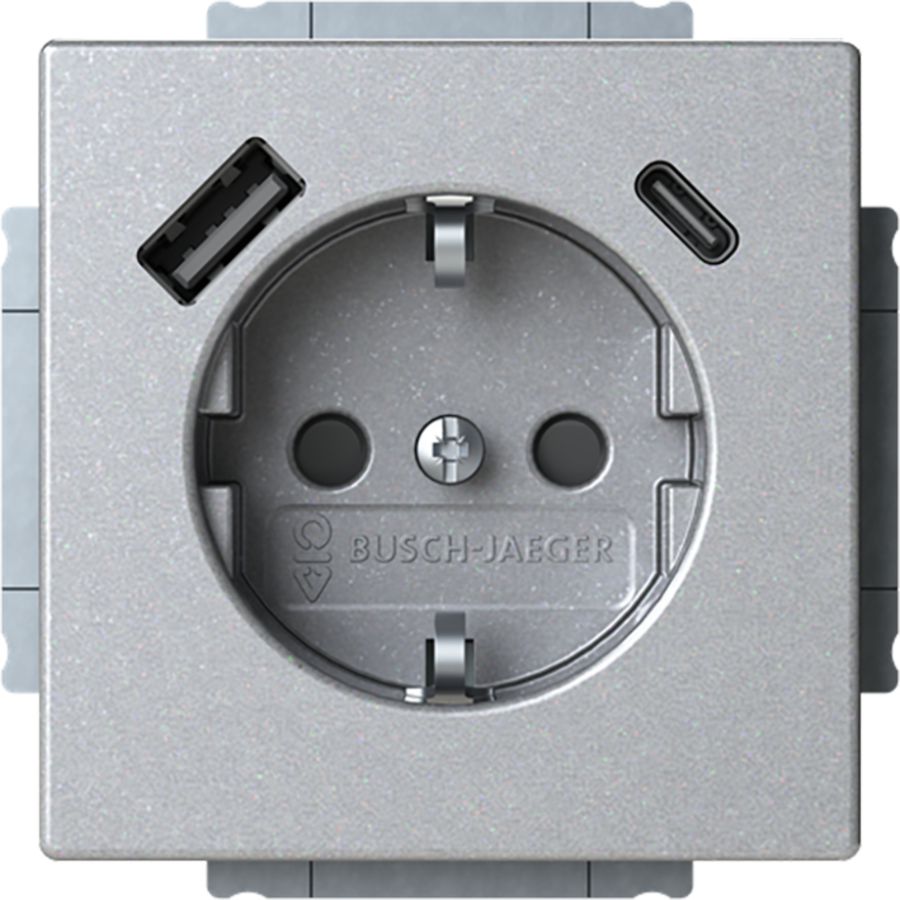 Wcd ra kv + 1xUSB-A + 1xUSB-C voeding f-aluzilver (20 EUCB2USBAC-83)