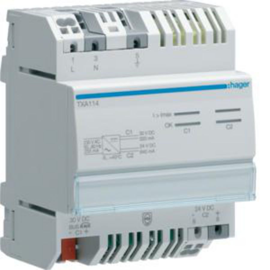 Gecombineerde voedingsmodule KNX-bus (30 V=) + 24 V=