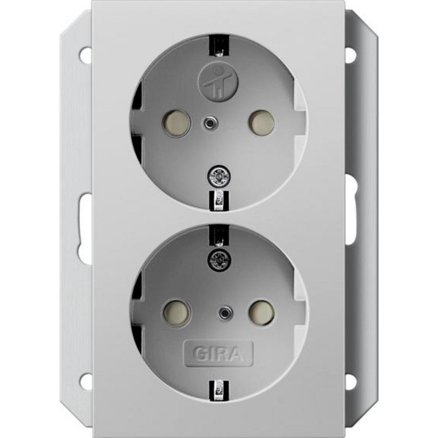 2-voudig wandcontactdoos met randaarde Safety Plus v. IB-doos 1-voudig System 55 grijs m