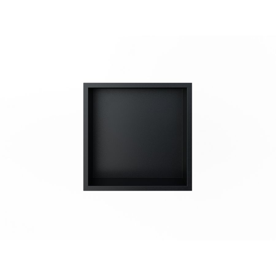 BASIC BOX inbouwnis 300x300x70mm rvs met flens mat zwart