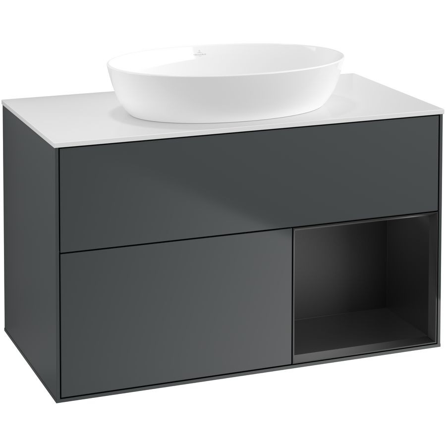 Wastafelonderkast Finion 1000x603x501mm Mid.Blue Matt Lacquer FA21PDHG