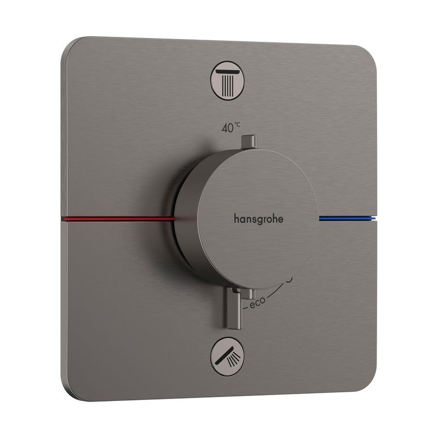 ShowerSelect Comfort Q thermostaat afbouwdeel tbv inbouw voor 2 functies Brushed Black Chrome
