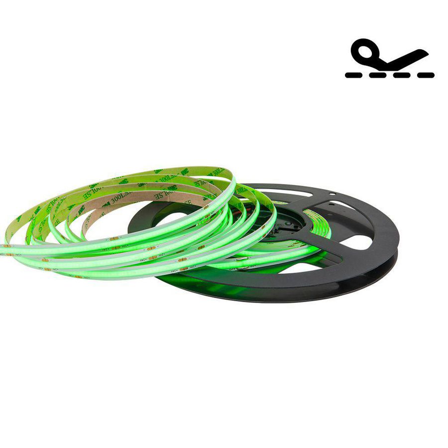 LED strip COB 512LED/mtr. 10W/mtr. IP20 groen L=5mtr.