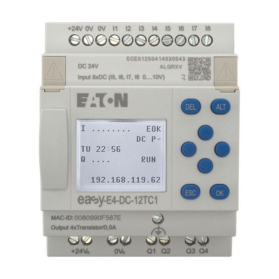 Easy E4, 24V DC, 8DI (4 als analoog te gebruiken) , 4DQ tran