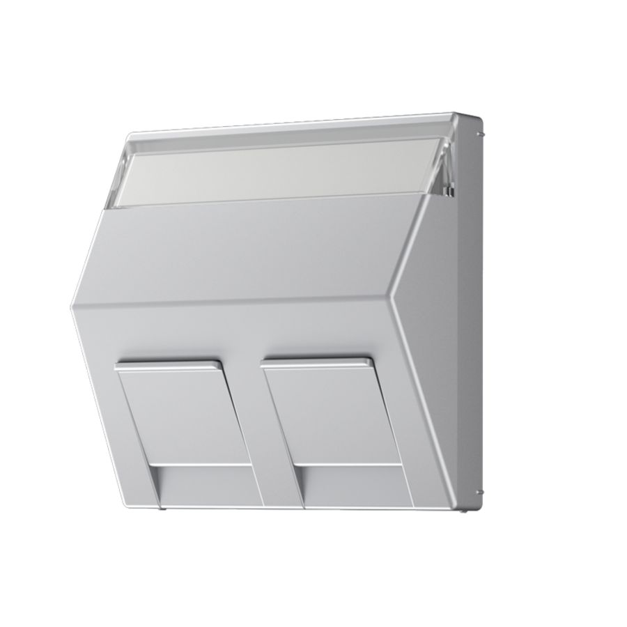 Centraalplaat 2-voudig opbouw mat alu klembevest. IP2X