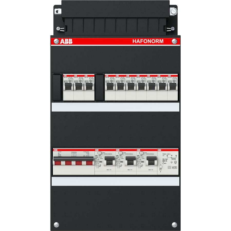 Installatiekast 10x achter 3x 30mA + T + HS 3-f