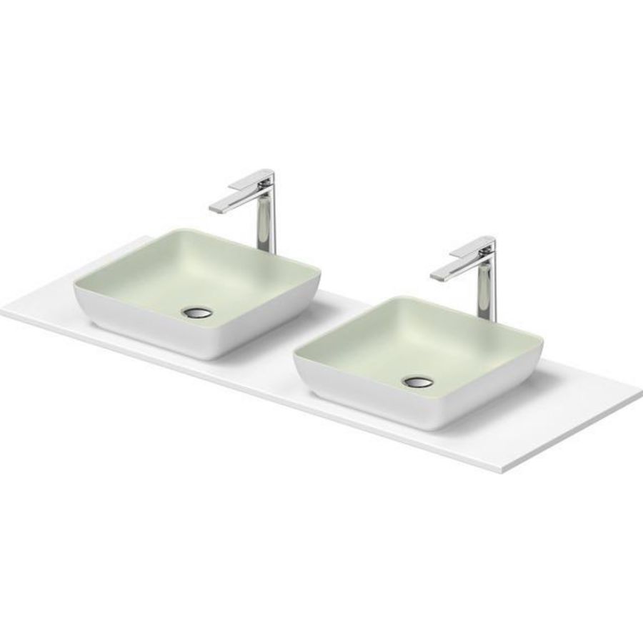 SIVIDA #268021 wastafelblad incl. opzetkom buitenzijde wit zijdemat binnenzijde lichtgroen 1350mm