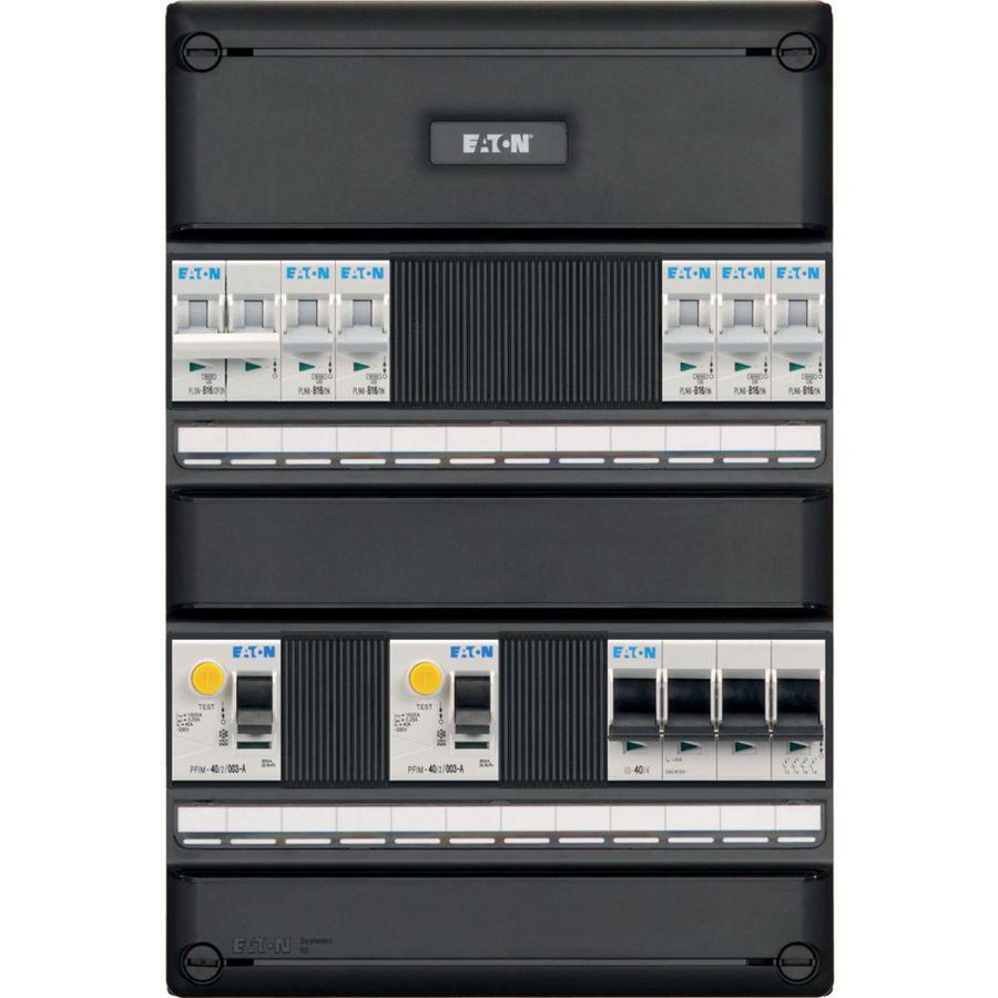 Groepenkast FLEX S55 kastmaat 64 3-fase Inst.aut. 5 groepen 2xALS 2-polig fornhuisgroep hoofdschakelaar