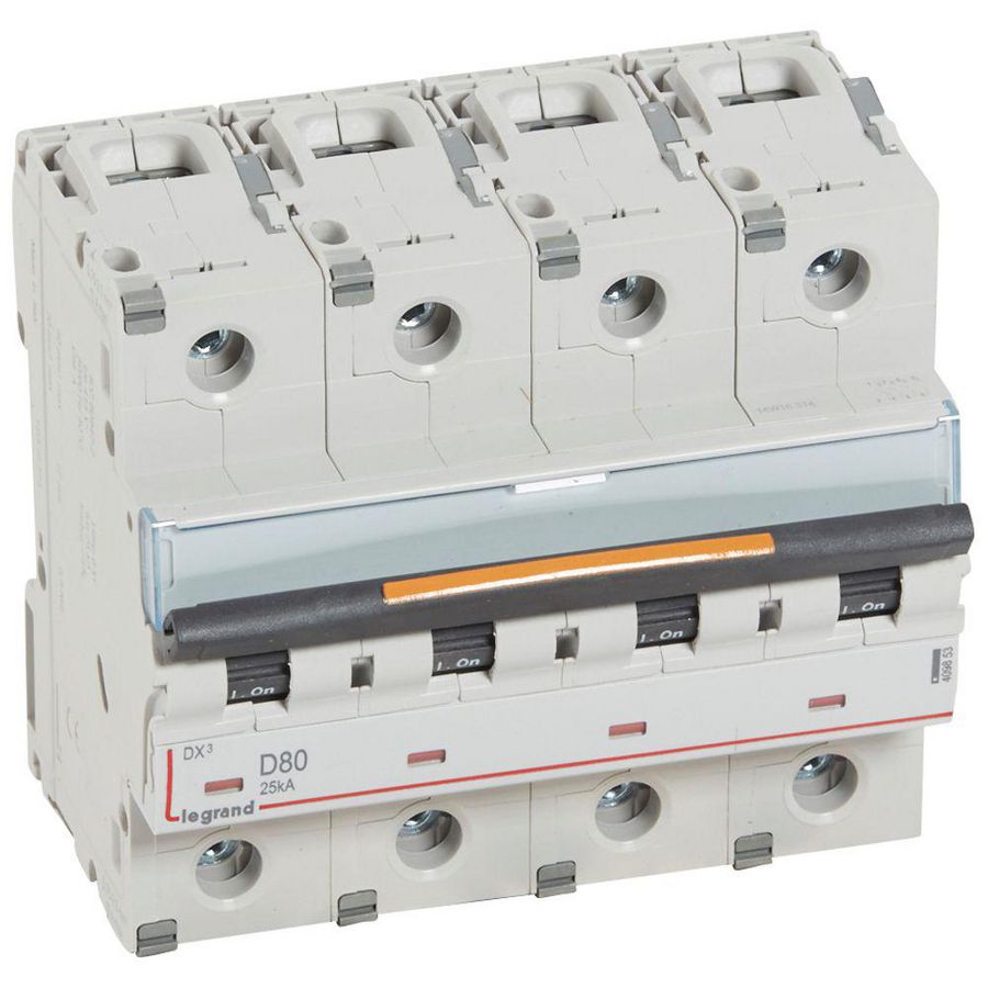 Installatieautomaat 4-polig D-karakteristiek 80A 25kA DX³ DIN