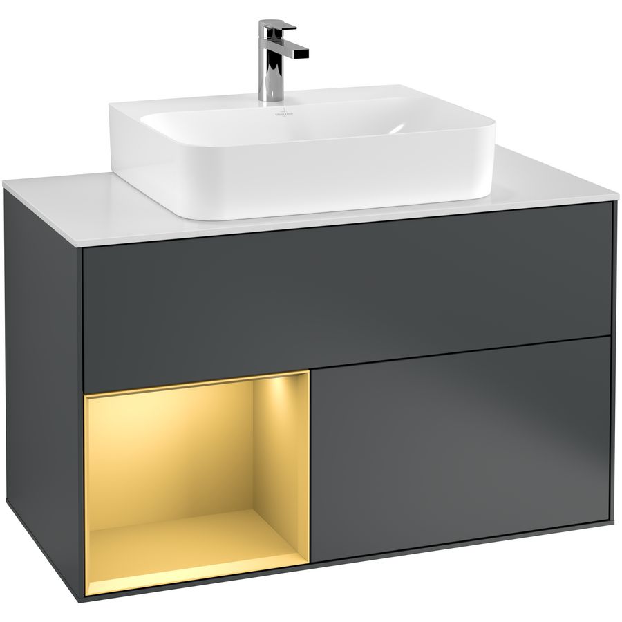 Wastafelonderkast Finion 1000x603x501mm Mid.Blue Matt Lacquer G111HFHG