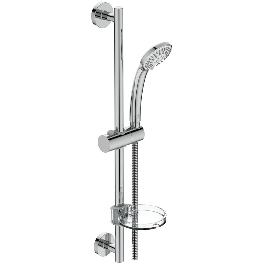 Idealrain S3 glijstangcombinatie 600mm chroom met 3 straalsoorten handdouche 80mm VVE=10