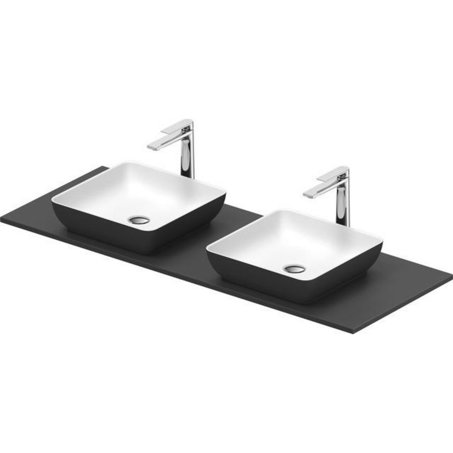 SIVIDA #268021 wastafelblad incl. opzetkom donkergrijs mat binnenzijde wit mat 1350mm