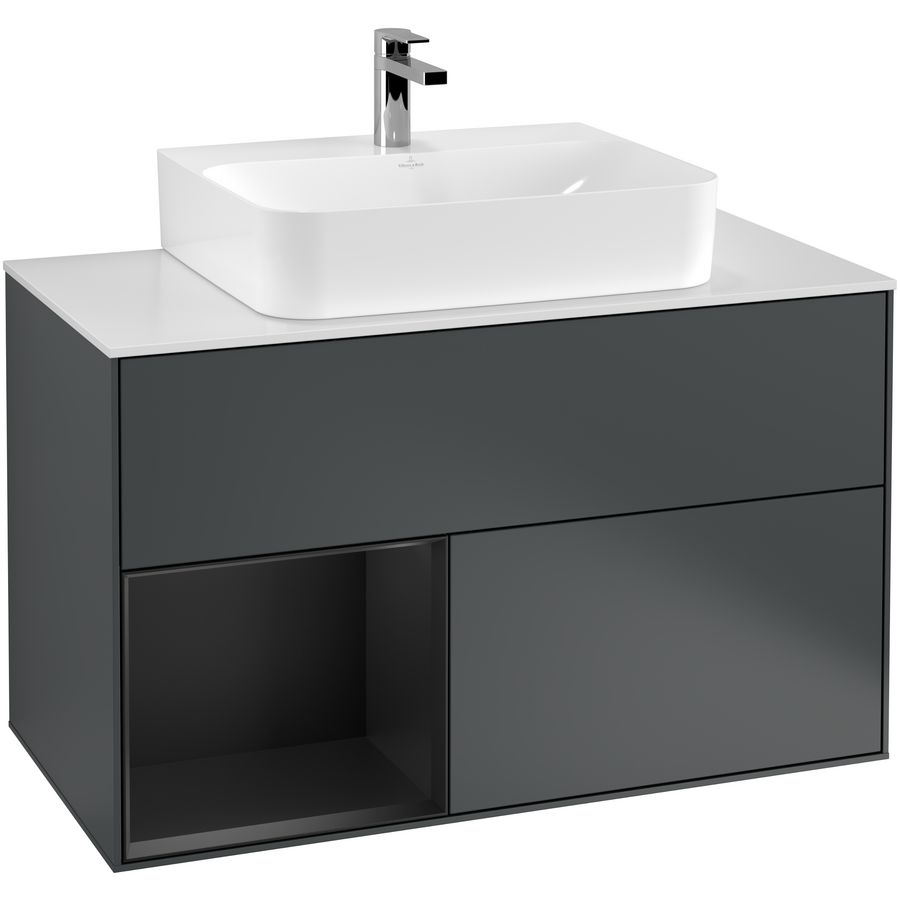 Wastafelonderkast Finion 1000x603x501mm Mid.Blue Matt Lacquer G111PDHG