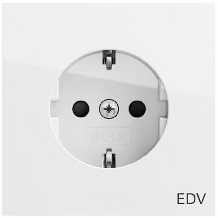 wandcontactdoos met randaarde opdr.EDV + Safety Plus Gira F100 zuiver wit