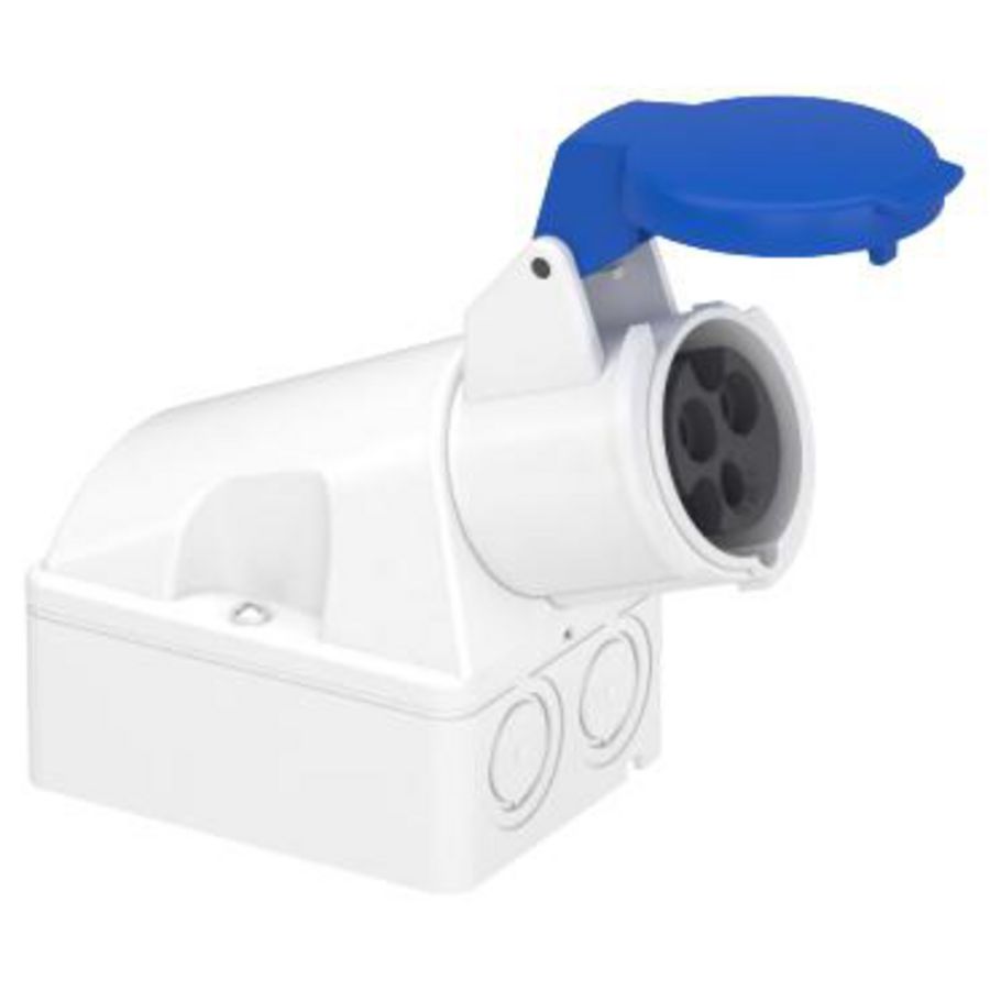 Wandcontactdoos Gehoekt 2P+A 16A 200-250V AC 6h PratiKa