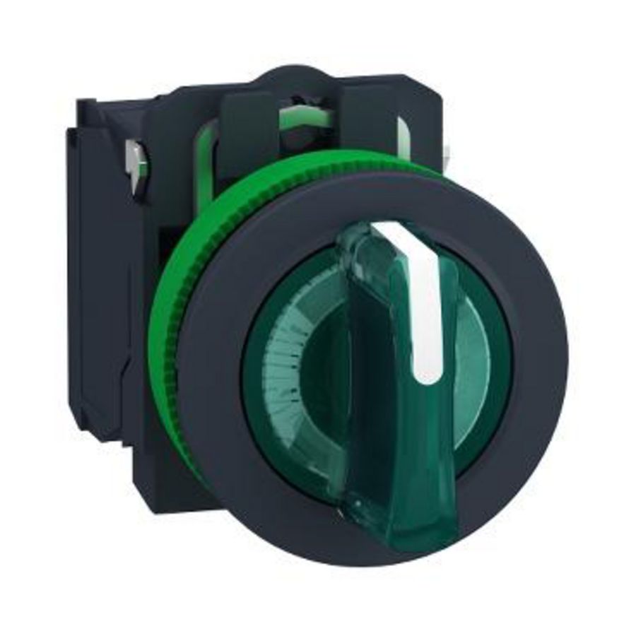 Illum.selector switch Flush mounted plastic green 30 3 pos