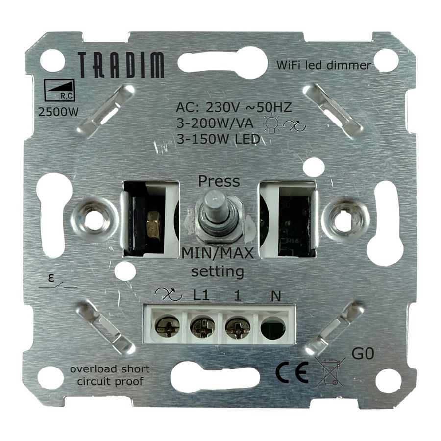 Muurdimmer WIFI Tradim 2500W 3-200W