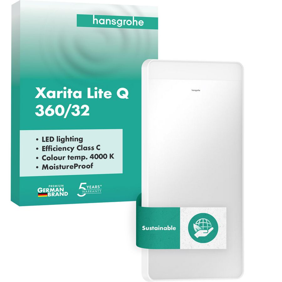 Spiegel horiz. LED 360/30 wandschakelaar mat wit Xarita Lite Q