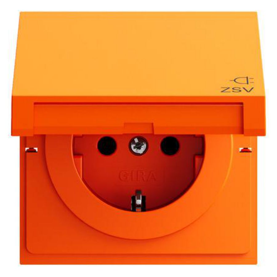 wandcontactdoos met randaarde KD opdr.ZSV Gira F100 oranje
