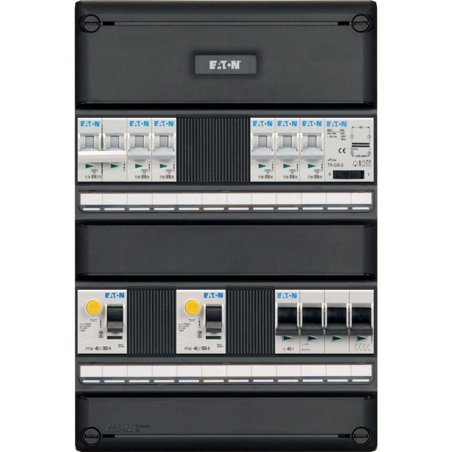 Groepenkast FLEX S55 kastmaat 64 3-fase Inst.aut. 5 groepen 2xALS 2-polig fornhuisgroep beltrafo hoofdschakelaar