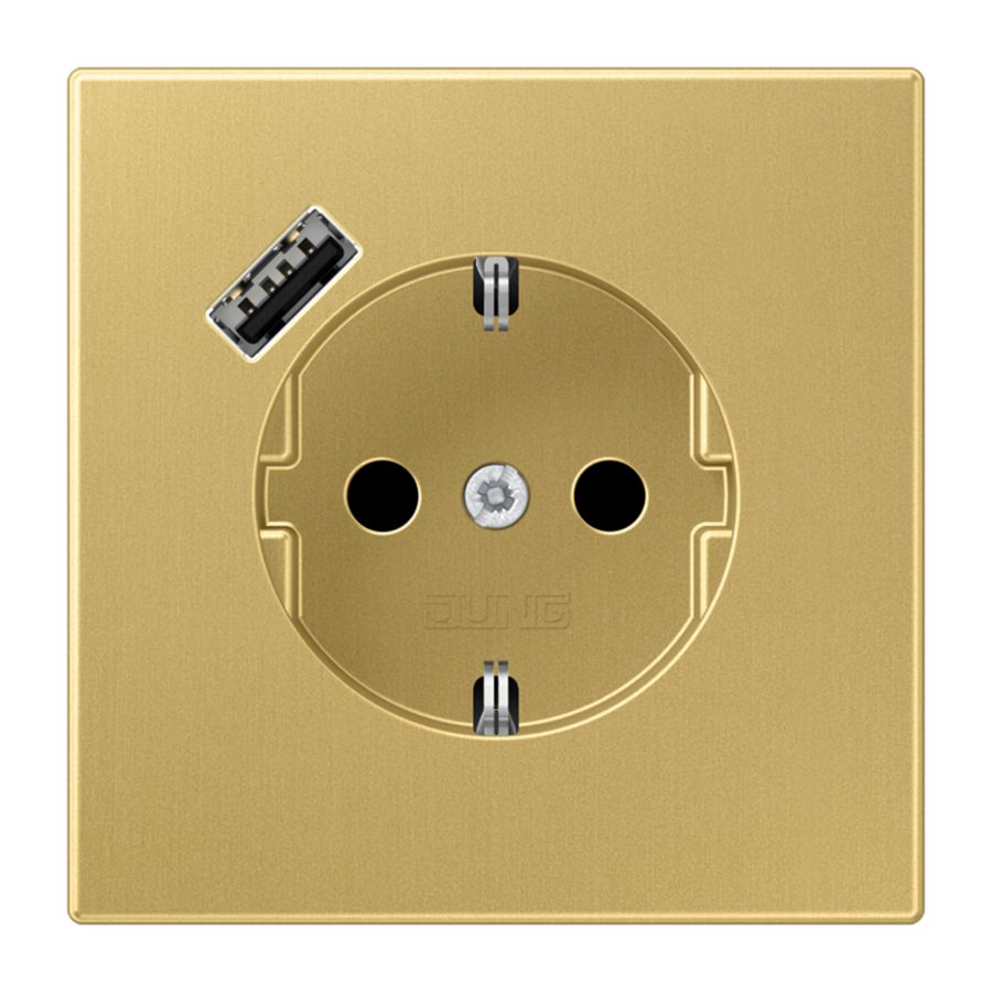 Wandcontactdoos m.lader mes.clas.gelakt v.USB A