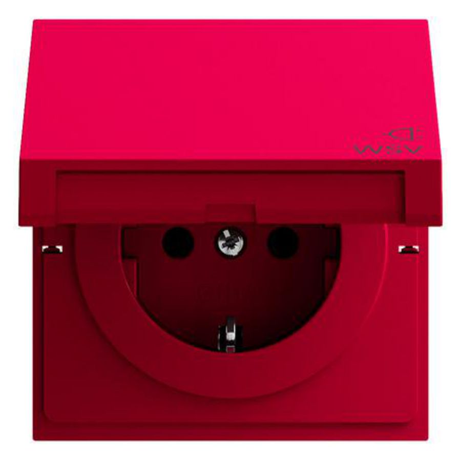 wandcontactdoos met randaarde KD opdr.WSV Gira F100 rood