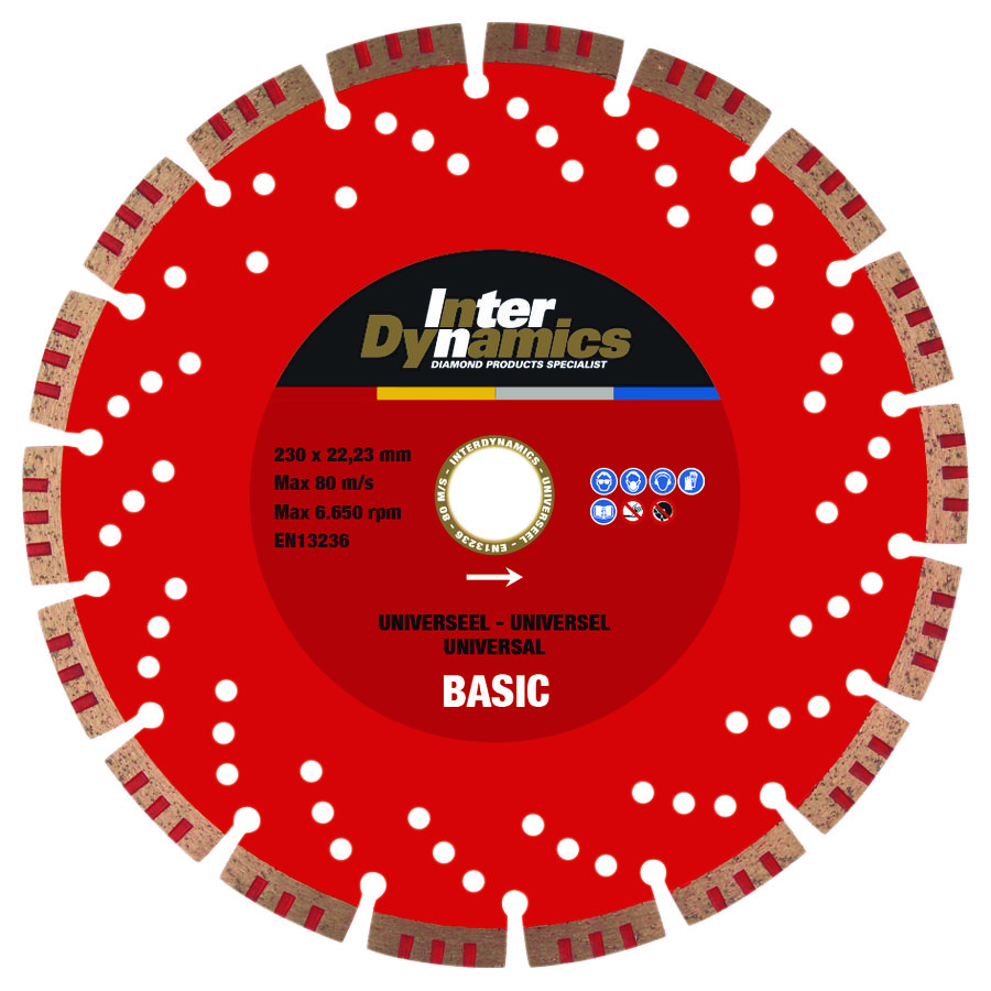 Universeel Basic diamantzaagblad 230mm asgat 22.23mm