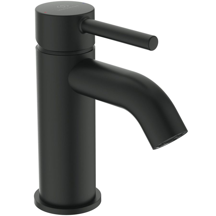 Wastafelmengkraan 3,8l/min m. click waste silk black Ceraline