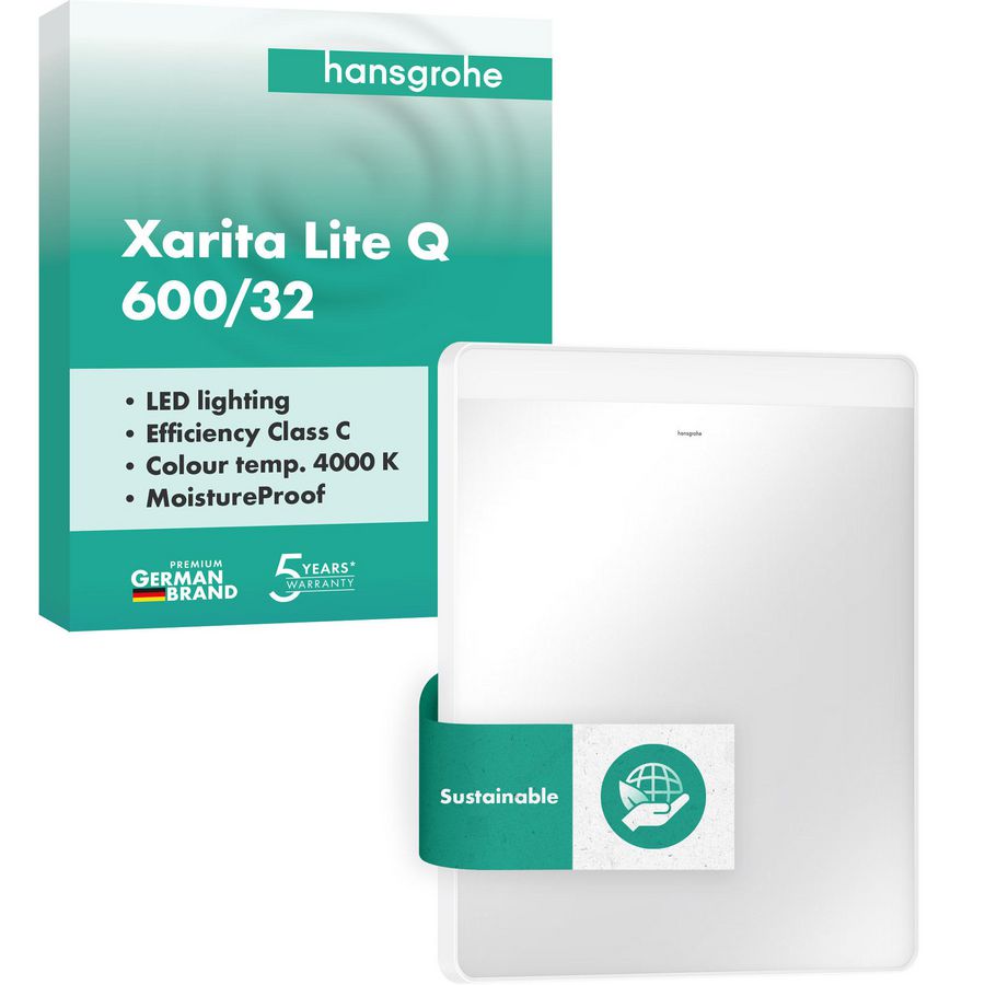 Spiegel horiz. LED 600/30 wandschakelaar mat wit Xarita Lite Q