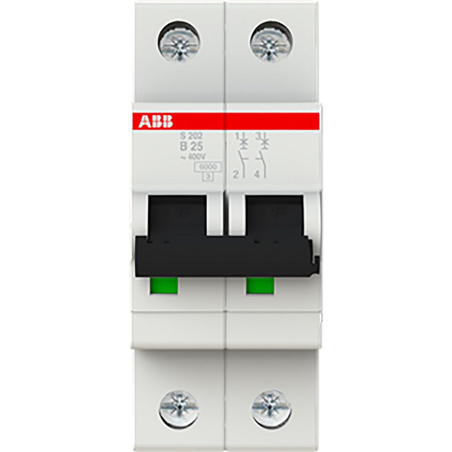 Installatieautomaat 6kA 2-polig B-karakteristiek 25A