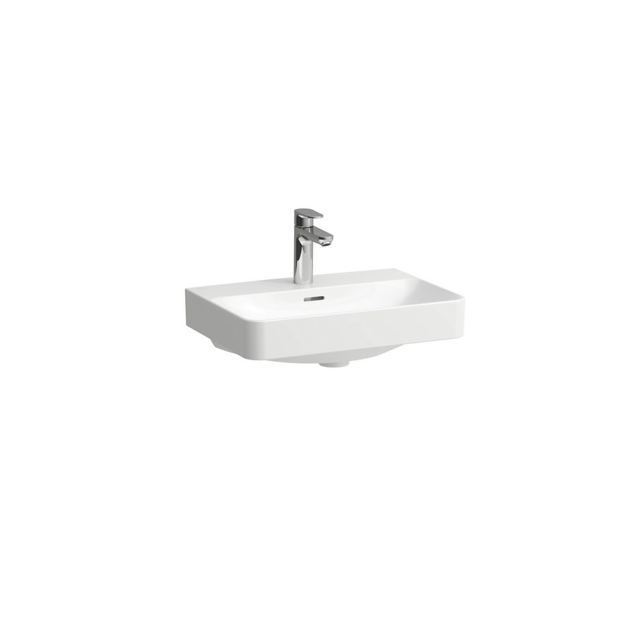 Wastafel PRO-X 55cm Compact met kraangat + overloop Glans wit