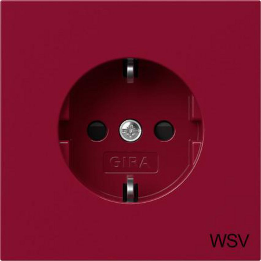 wandcontactdoos met randaarde Safety Plus opdr.WSV Gira F100 rood