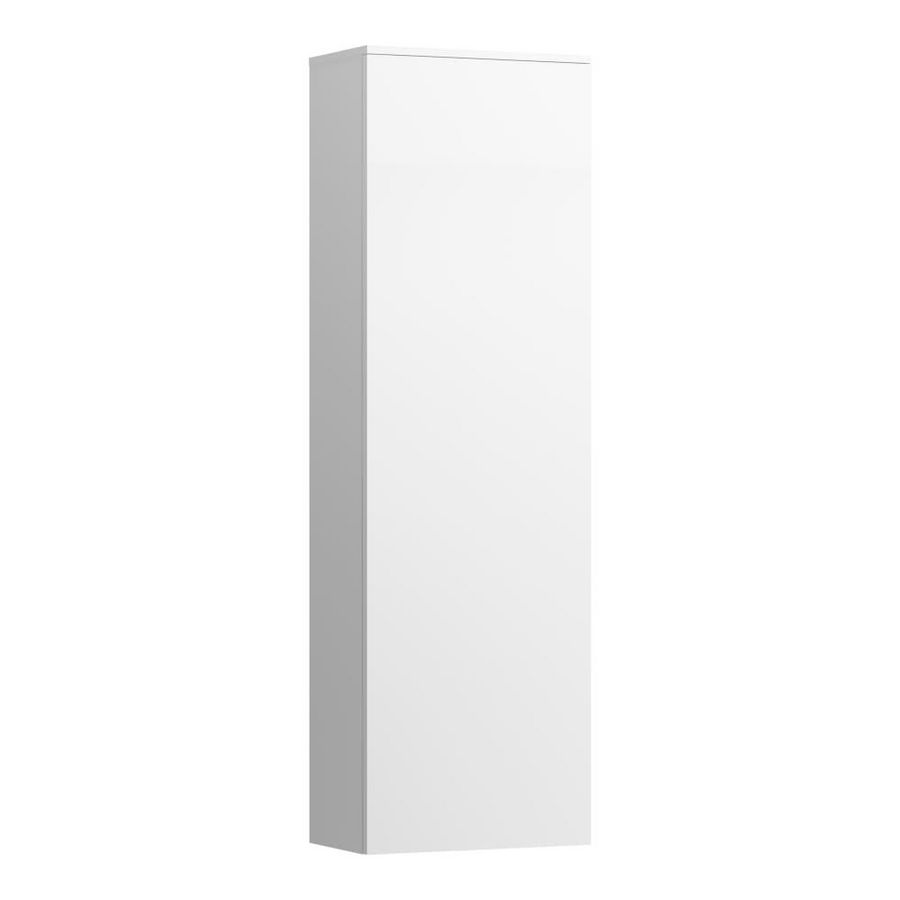 H. kast 1300x235mm scharnz. r 1 deur 4 glazen legpl. mat wit